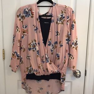 Pink floral blouse
